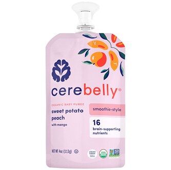 Cerebelly Organic Baby Food Puree Smoothie, Sweet Potato & Peach with Mango
