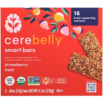 Cerebelly Organic Smart Bars, Strawberry & Beet