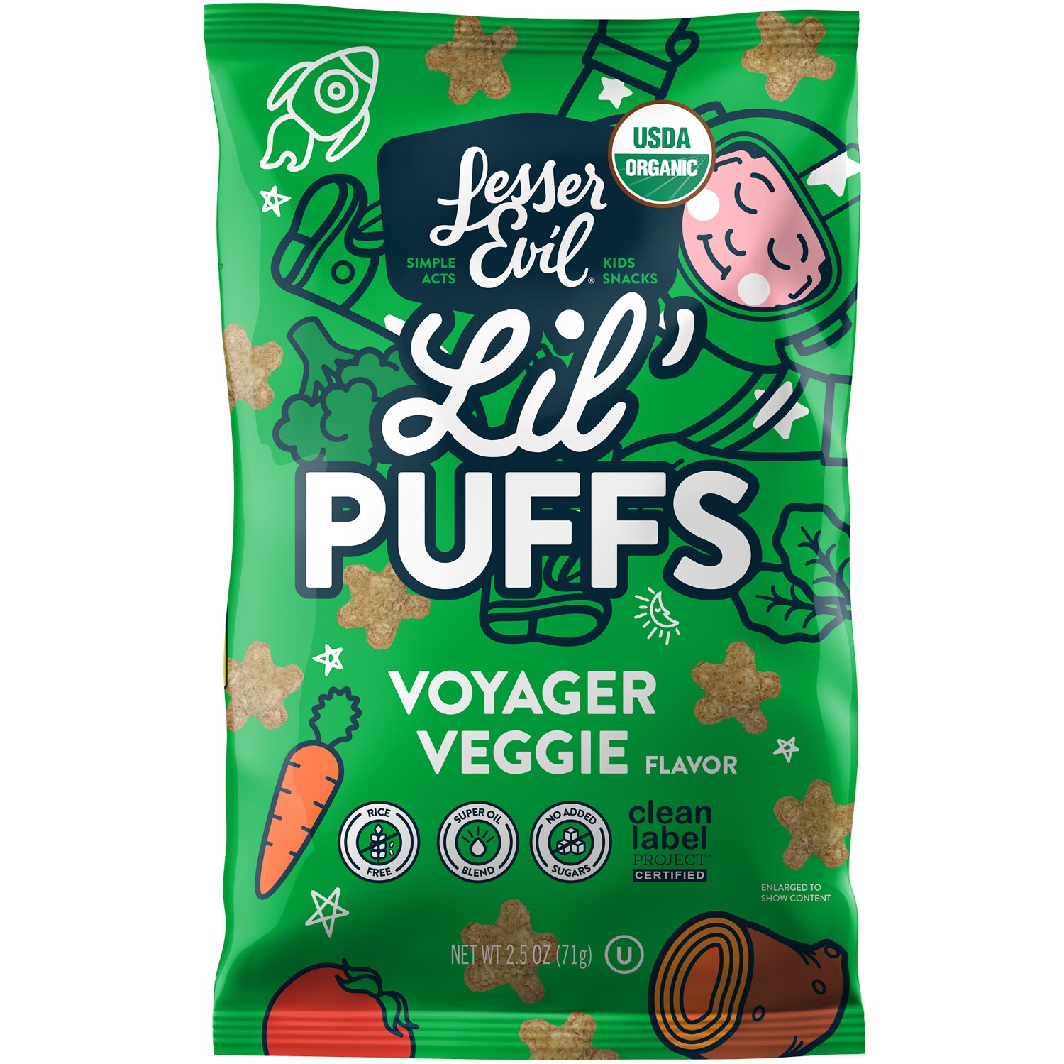 LesserEvil Organic Lil' Puffs, Voyager Veggie
