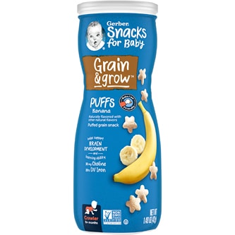 Gerber Snacks for Baby Grain & Grow Puffs, Banana