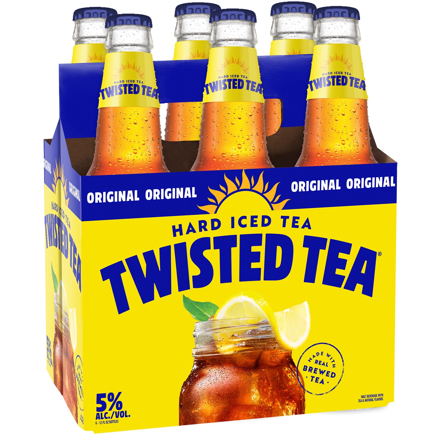 Twisted Tea Hard Iced Tea, Original, Glass Bottles