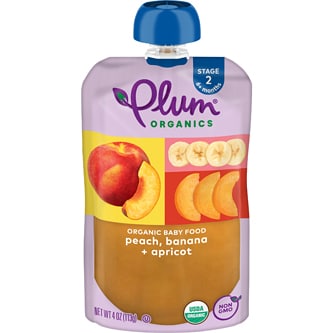Plum Organics Stage 2 Organic Baby Food, Peach, Banana & Apricot