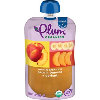 Plum Organics Stage 2 Organic Baby Food, Peach, Banana & Apricot