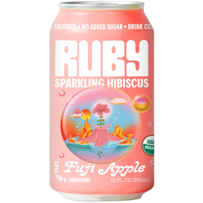 Ruby Organic Sparkling Hibiscus Water, Fuji Apple, Can