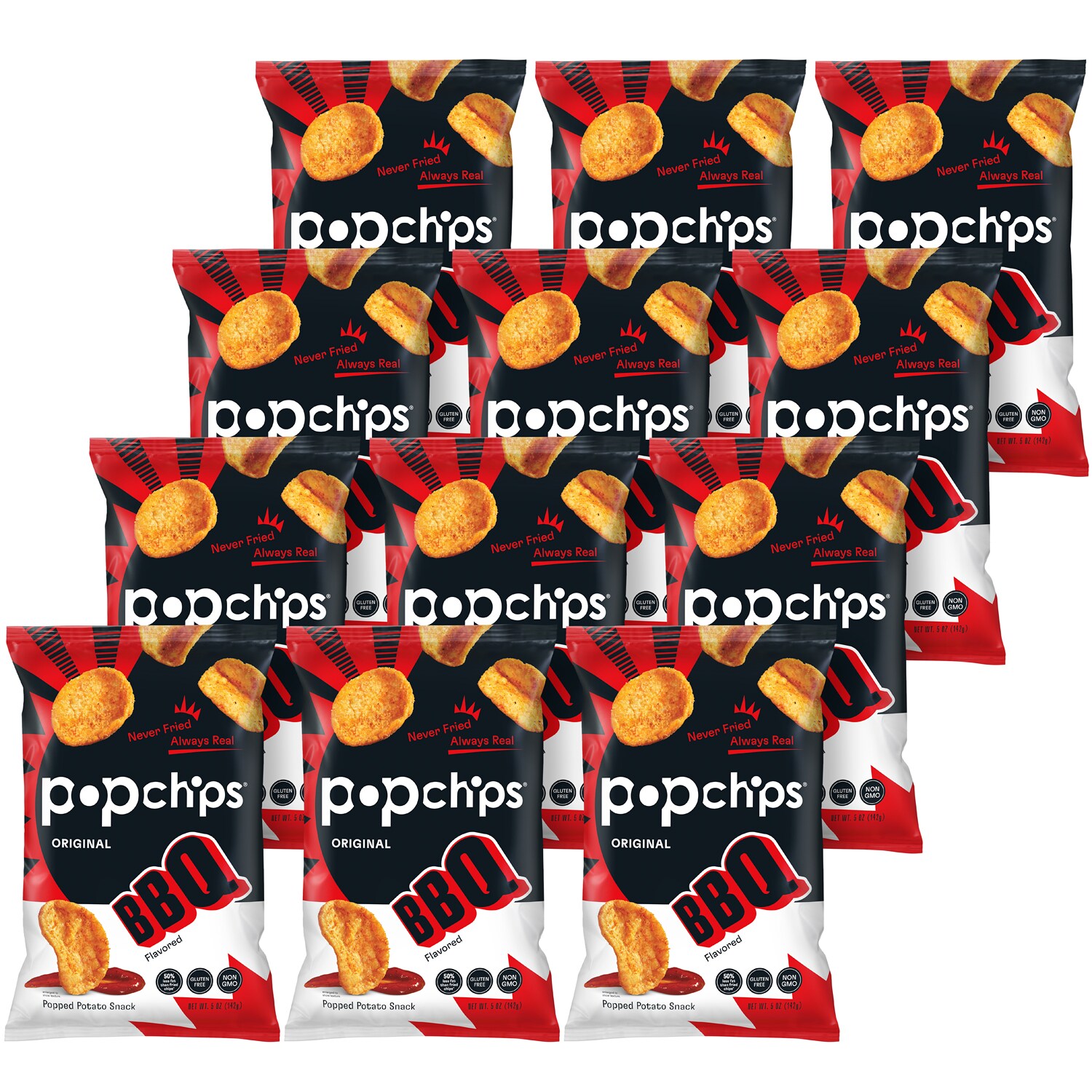 Popchips Potato Popped Chip Snack, Barbeque, Case