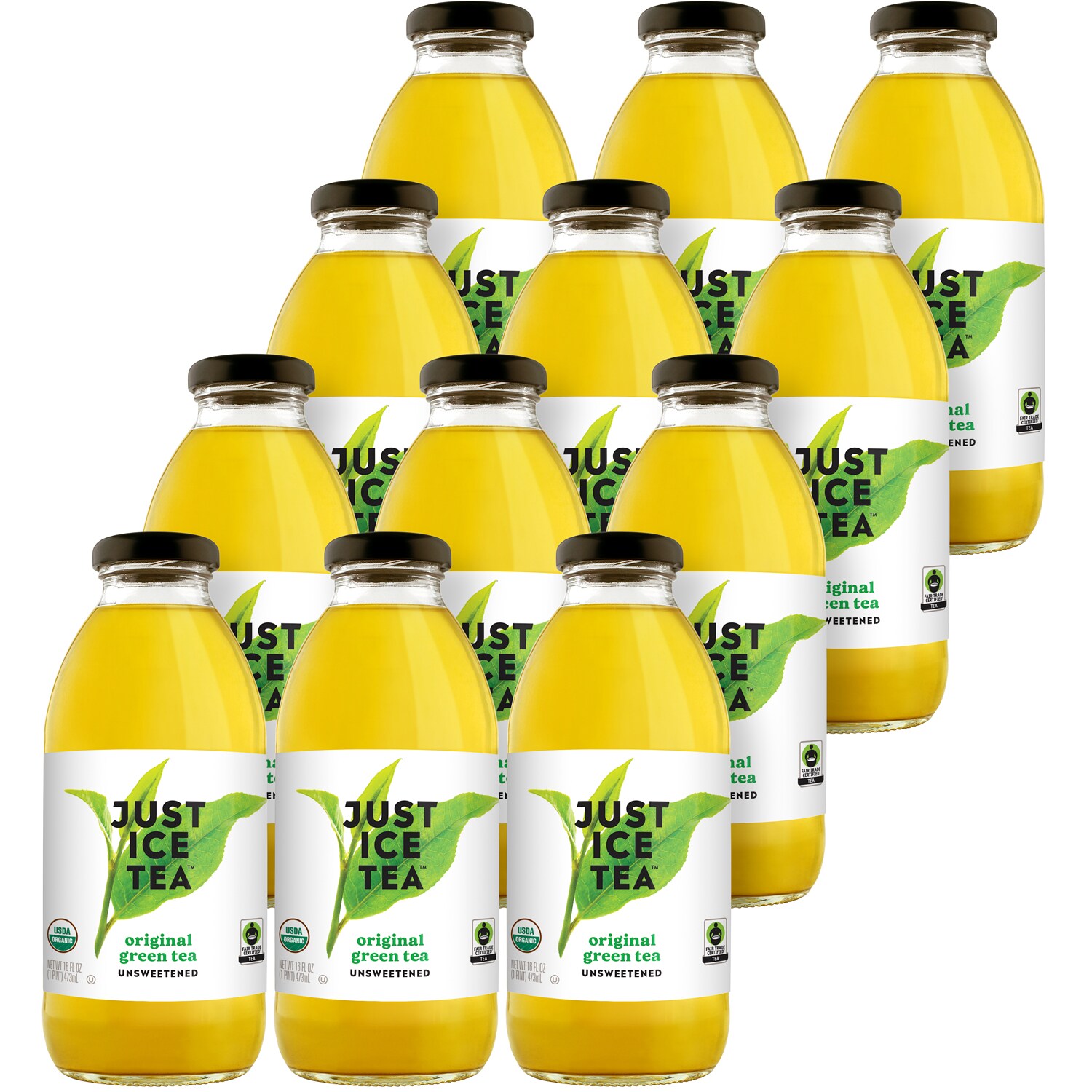 Just Ice Tea Original Green Tea, Unsweetened, Glass Bottles