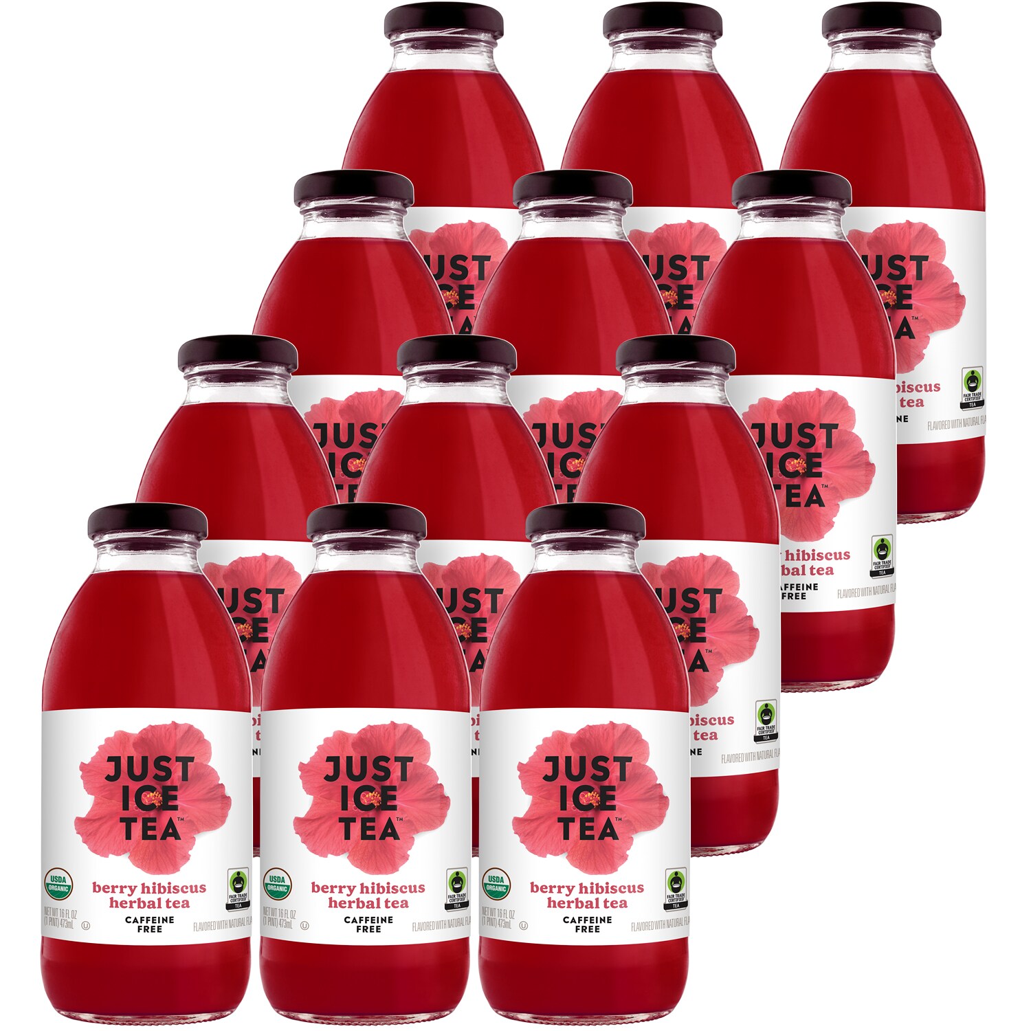 Just Ice Tea Berry Hibiscus Herbal Tea, Glass Bottles