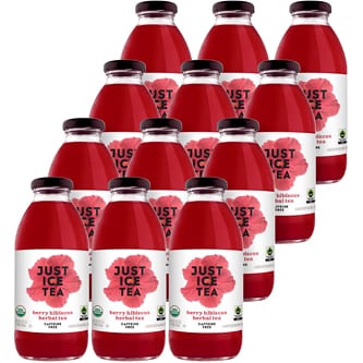 Just Ice Tea Berry Hibiscus Herbal Tea, Glass Bottles