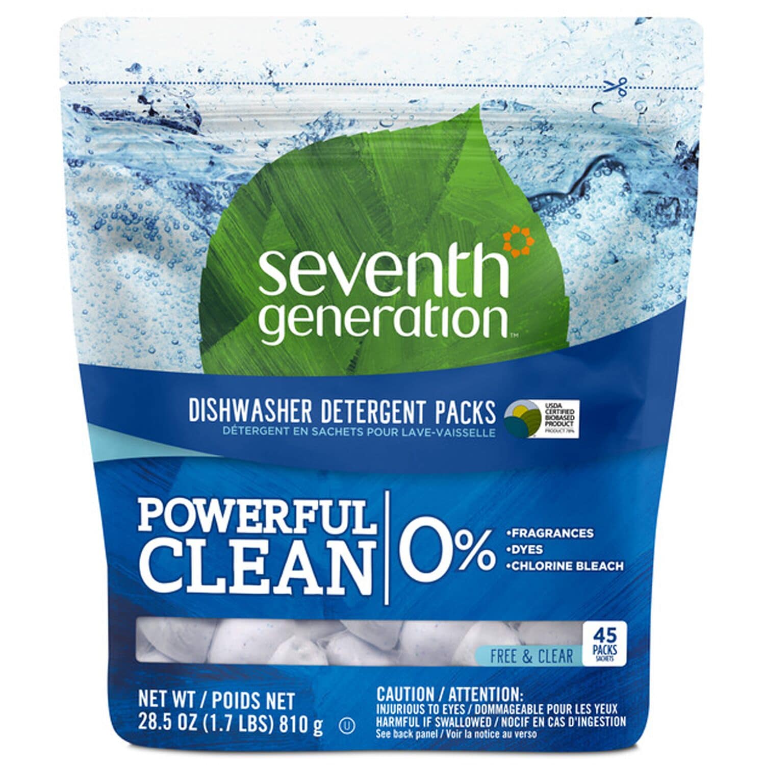 Seventh Generation Automatic Dishwasher Detergent Packs, Free and Clear