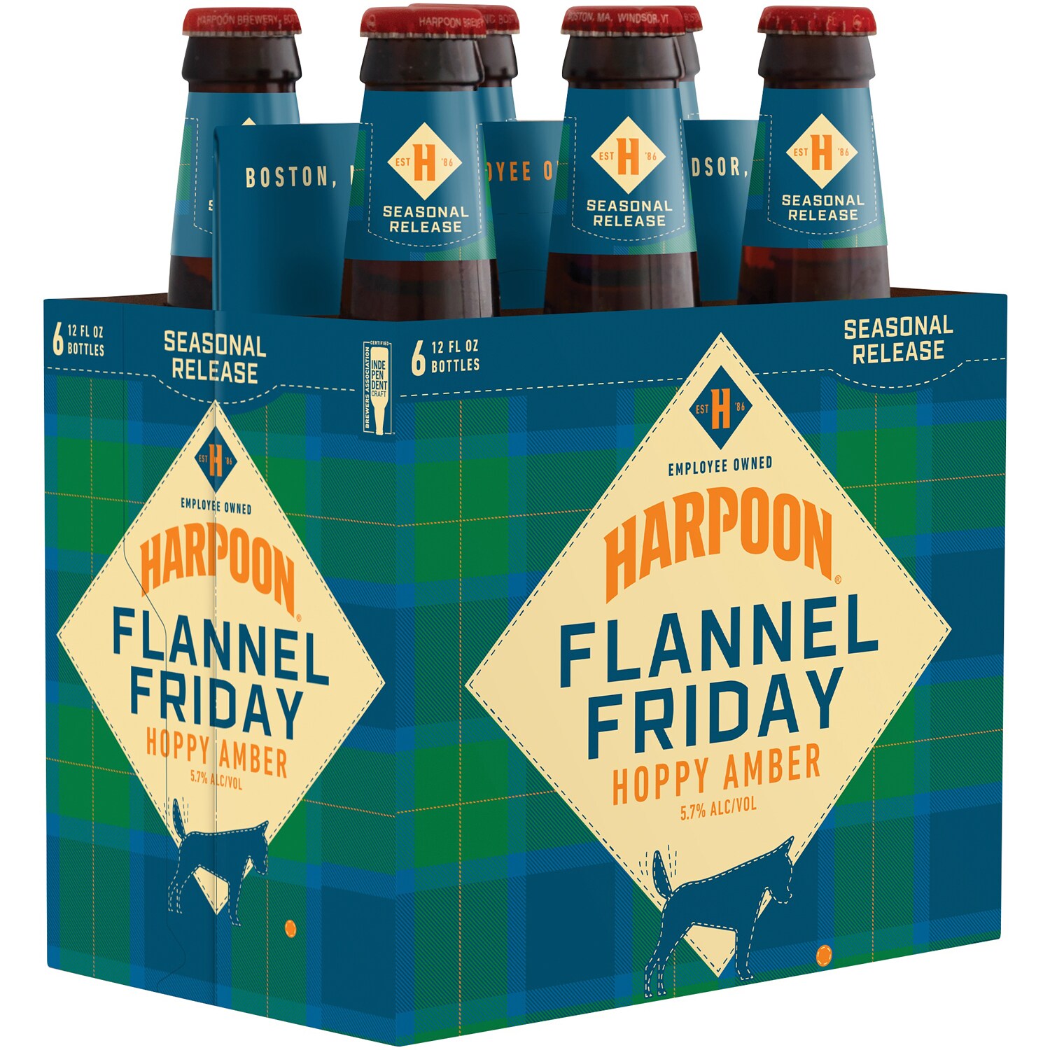 Harpoon Flannel Friday Amber Ale, Glass Bottles