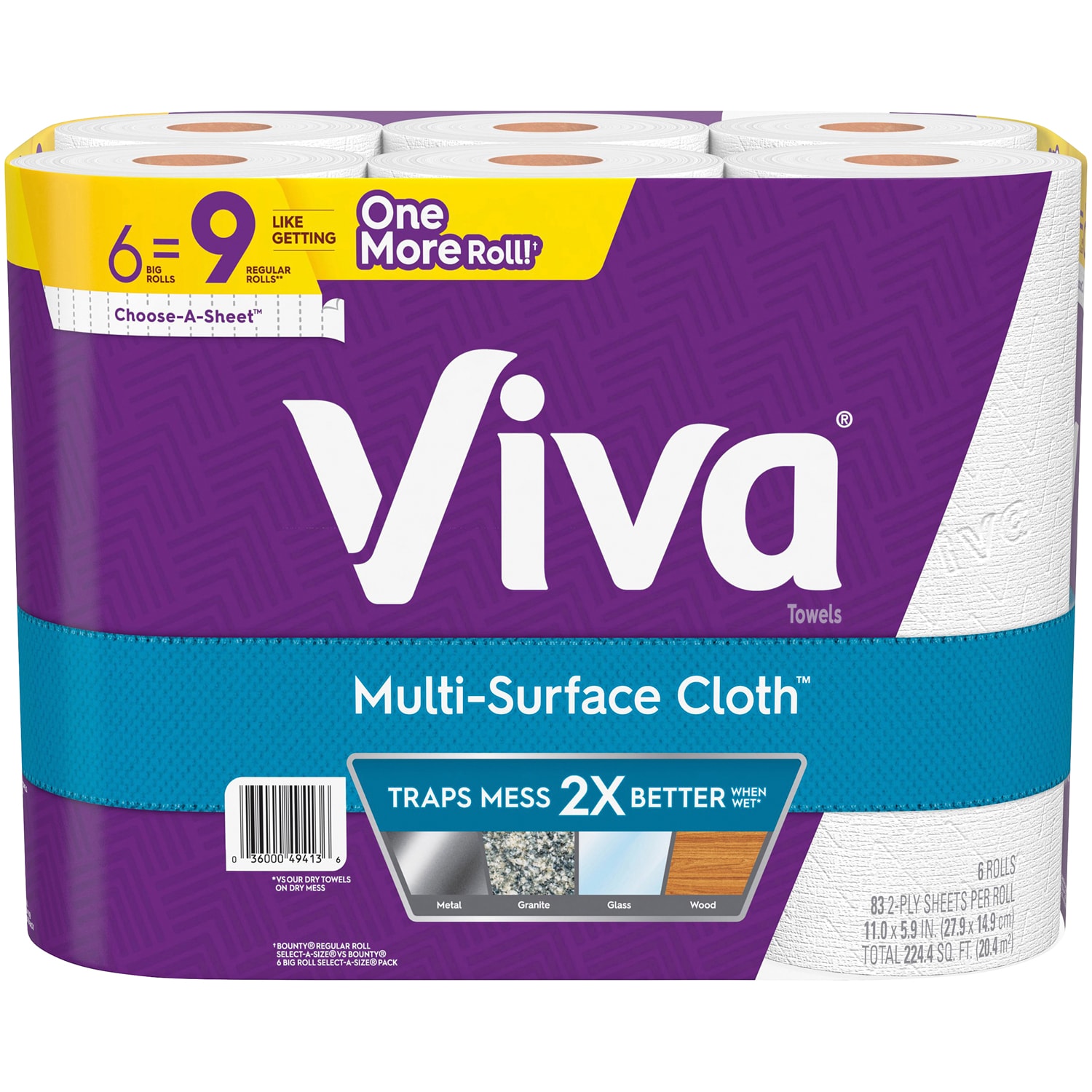 Viva Multi-Surface Cloth Paper Towels, Big Rolls, Choose-A-Sheet