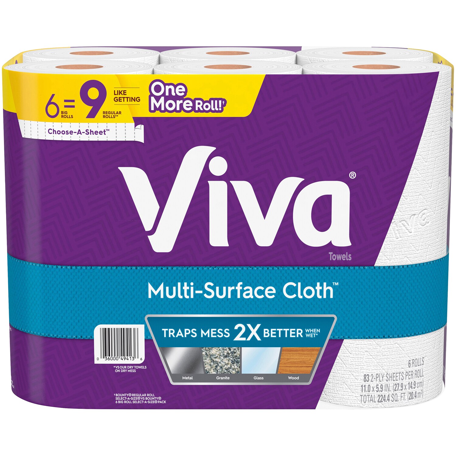 Viva Multi-Surface Cloth Paper Towels, Big Rolls, Choose-A-Sheet