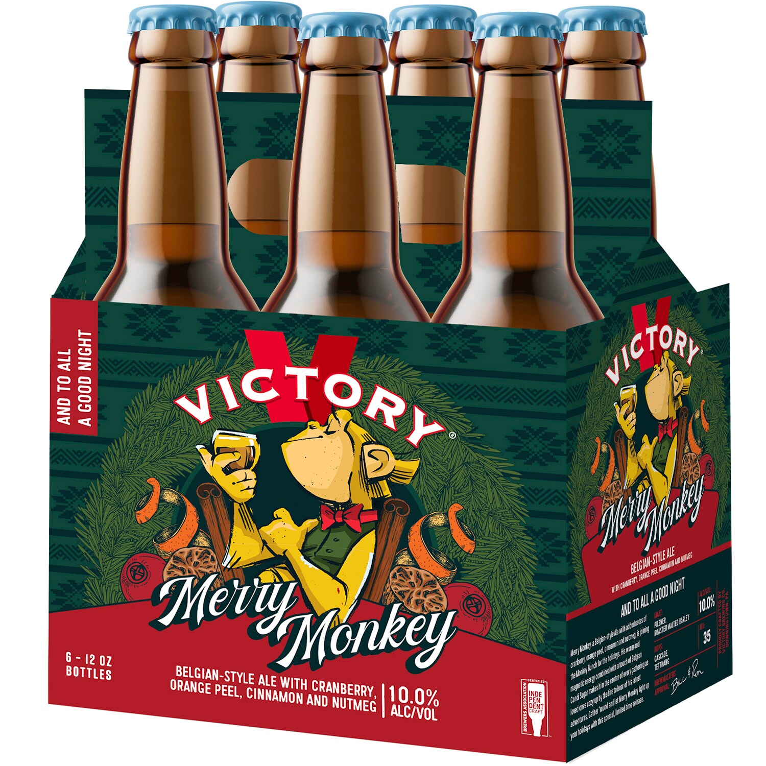 Victory Brewing Co. Merry Monkey Belgian-Style Ale, Glass Bottles