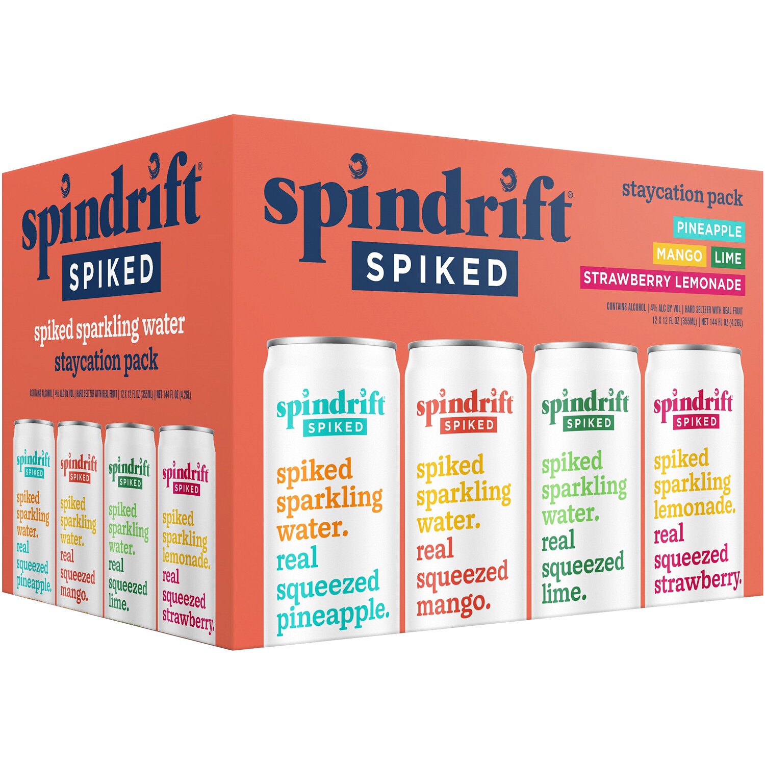 Spindrift Spiked Hard Seltzer Staycation Variety Pack, Cans