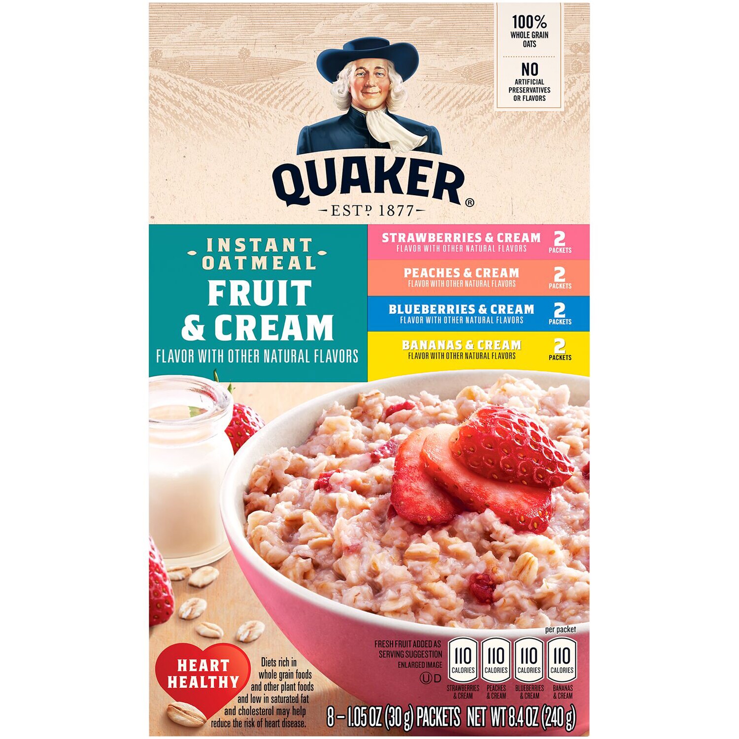 Quaker Instant Oatmeal Variety Pack, Fruit & Cream