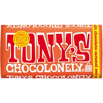 Tony's Chocolonely 32% Milk Chocolate Bar with Caramel & Sea Salt
