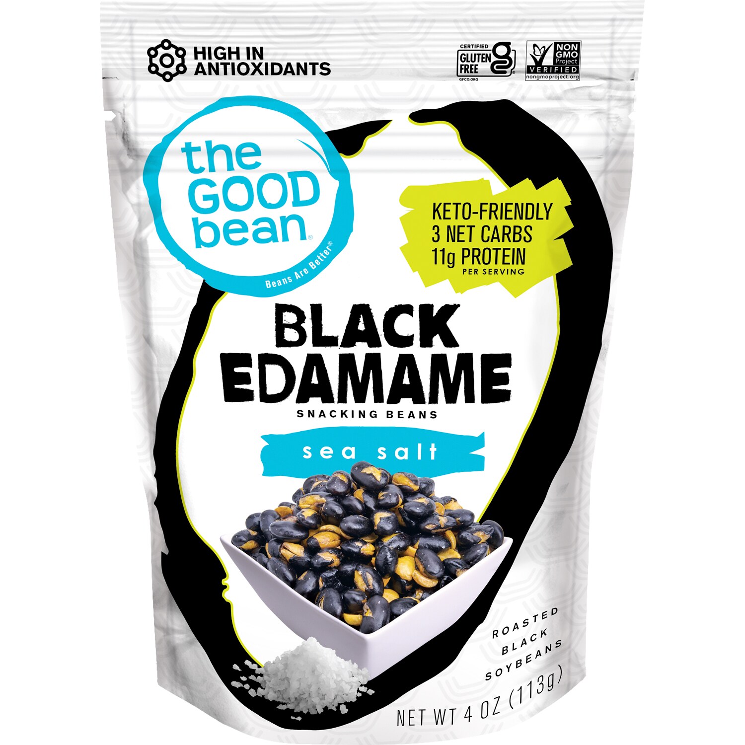 The Good Bean Black Edamame Snacking Beans, Sea Salt