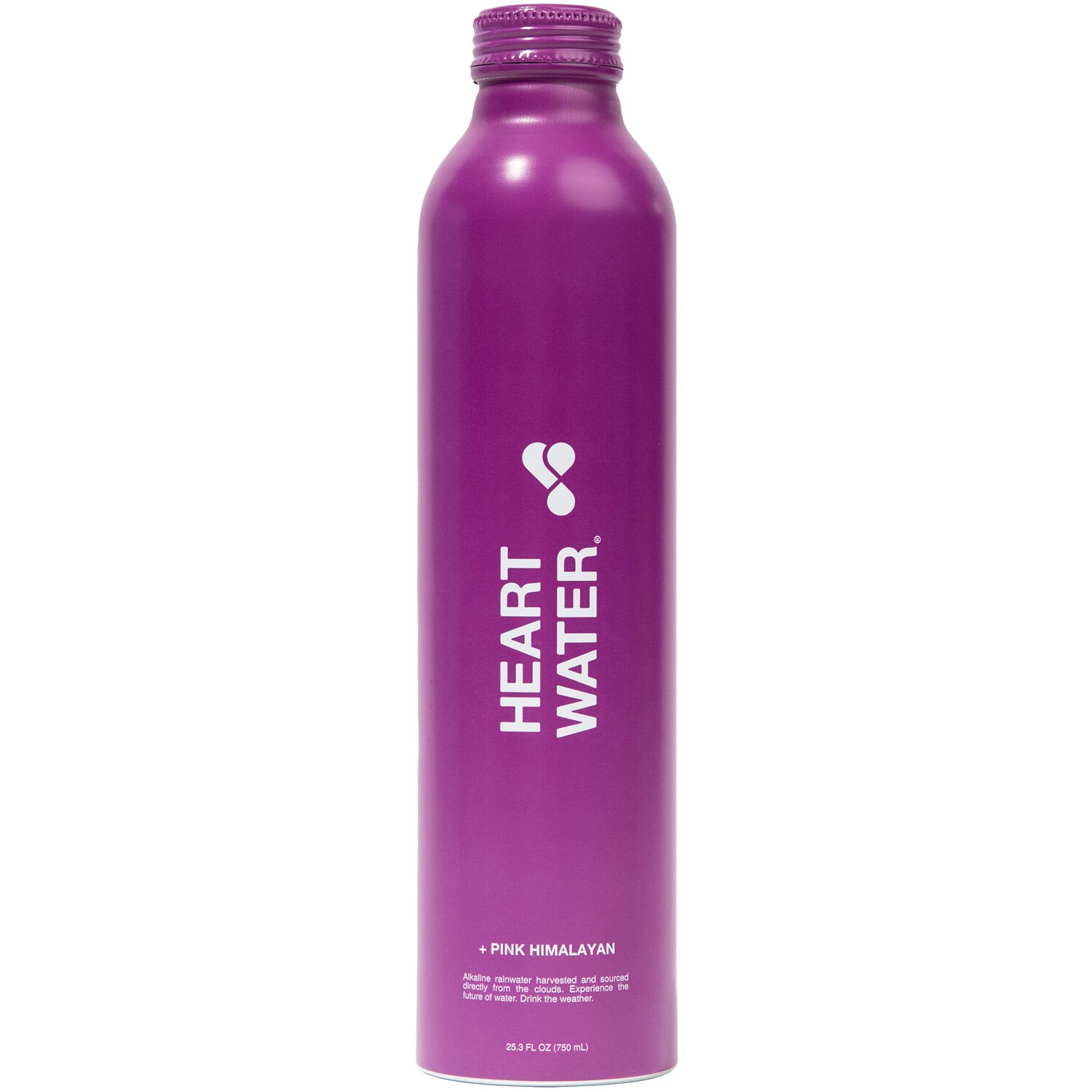 Heart Water Still Alkaline Rainwater + Pink Himalayan Minerals, Aluminum Bottle