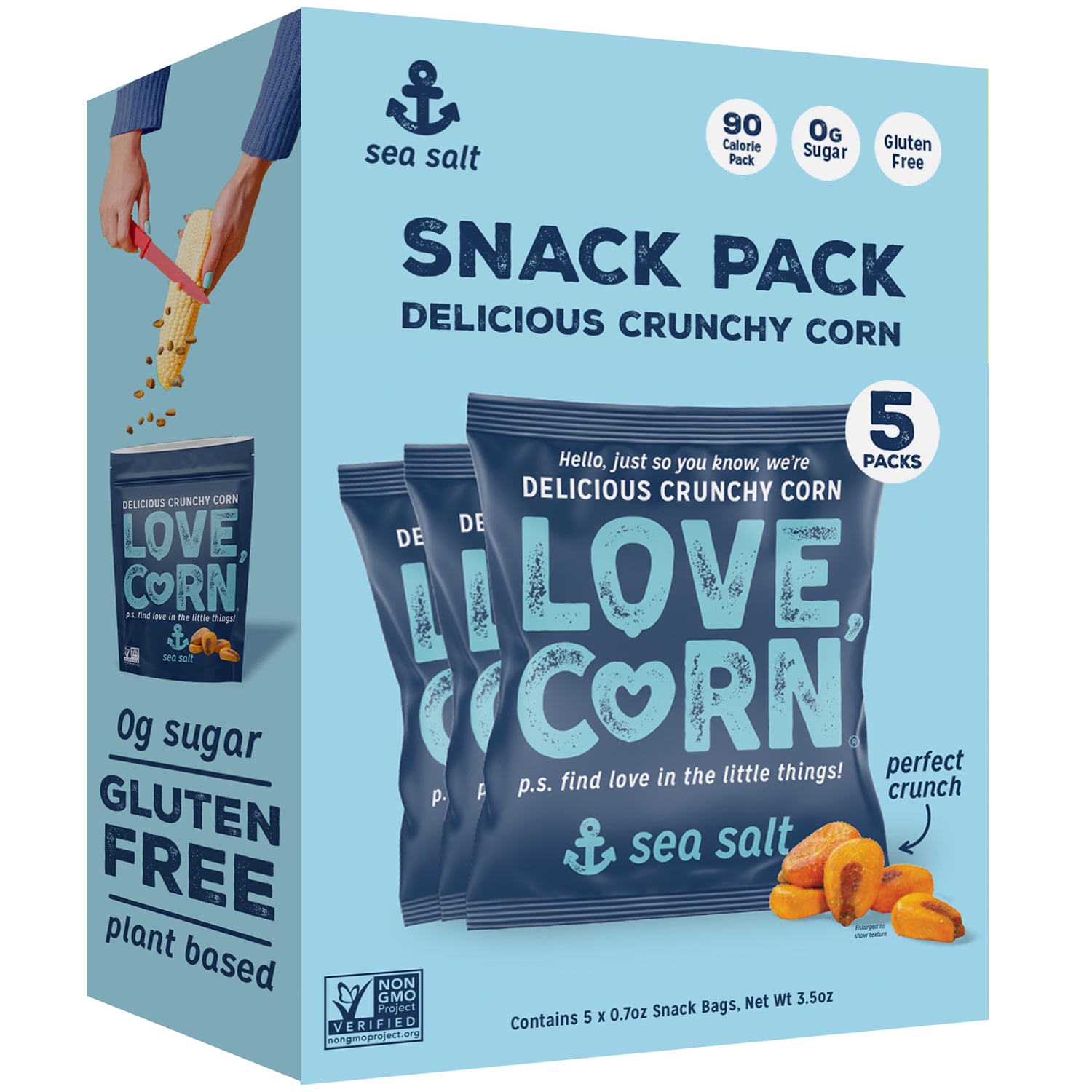 LOVE CORN Crunchy Corn, Sea Salt