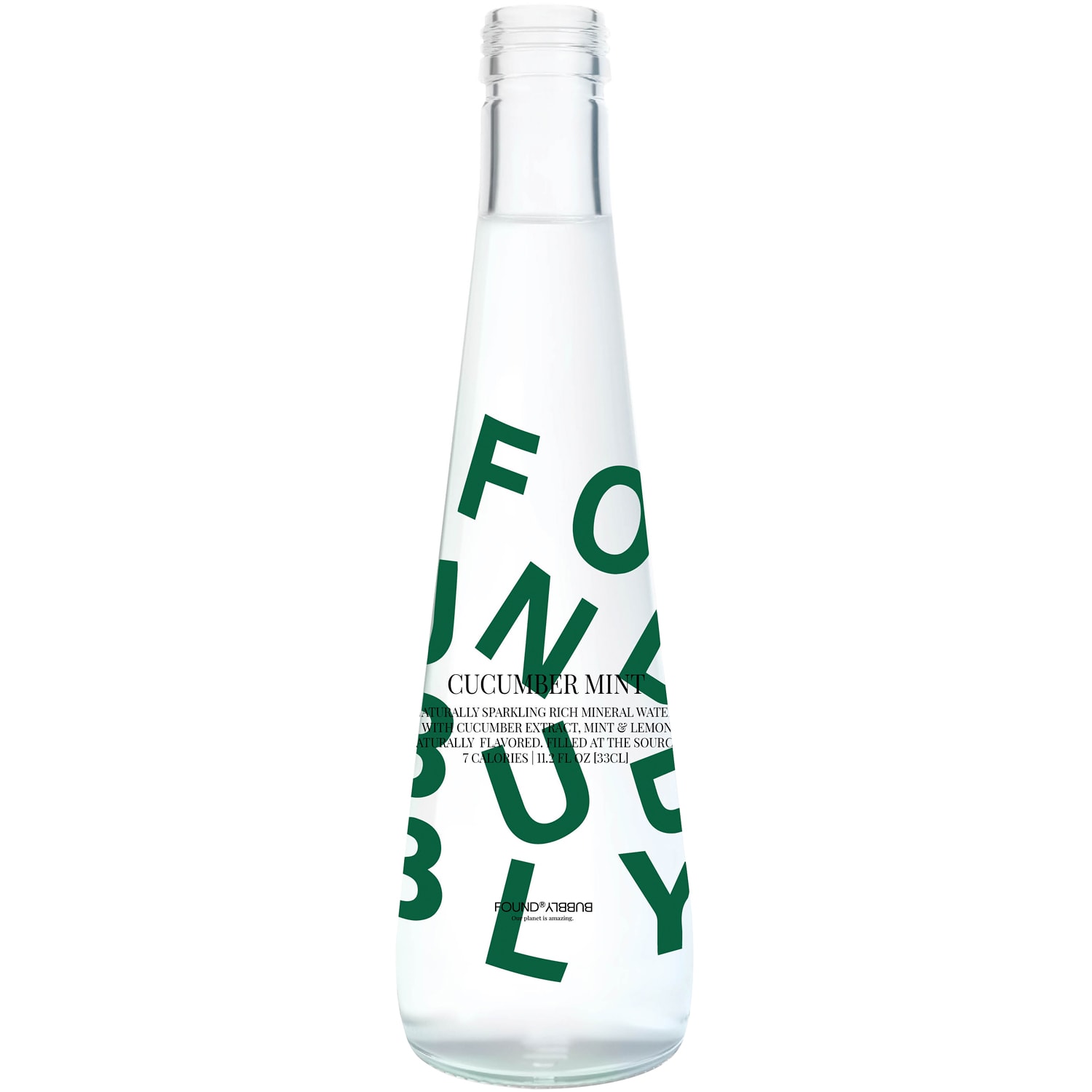 Found Bubbly Sparkling Mineral Water, Cucumber Mint, Glass Bottle