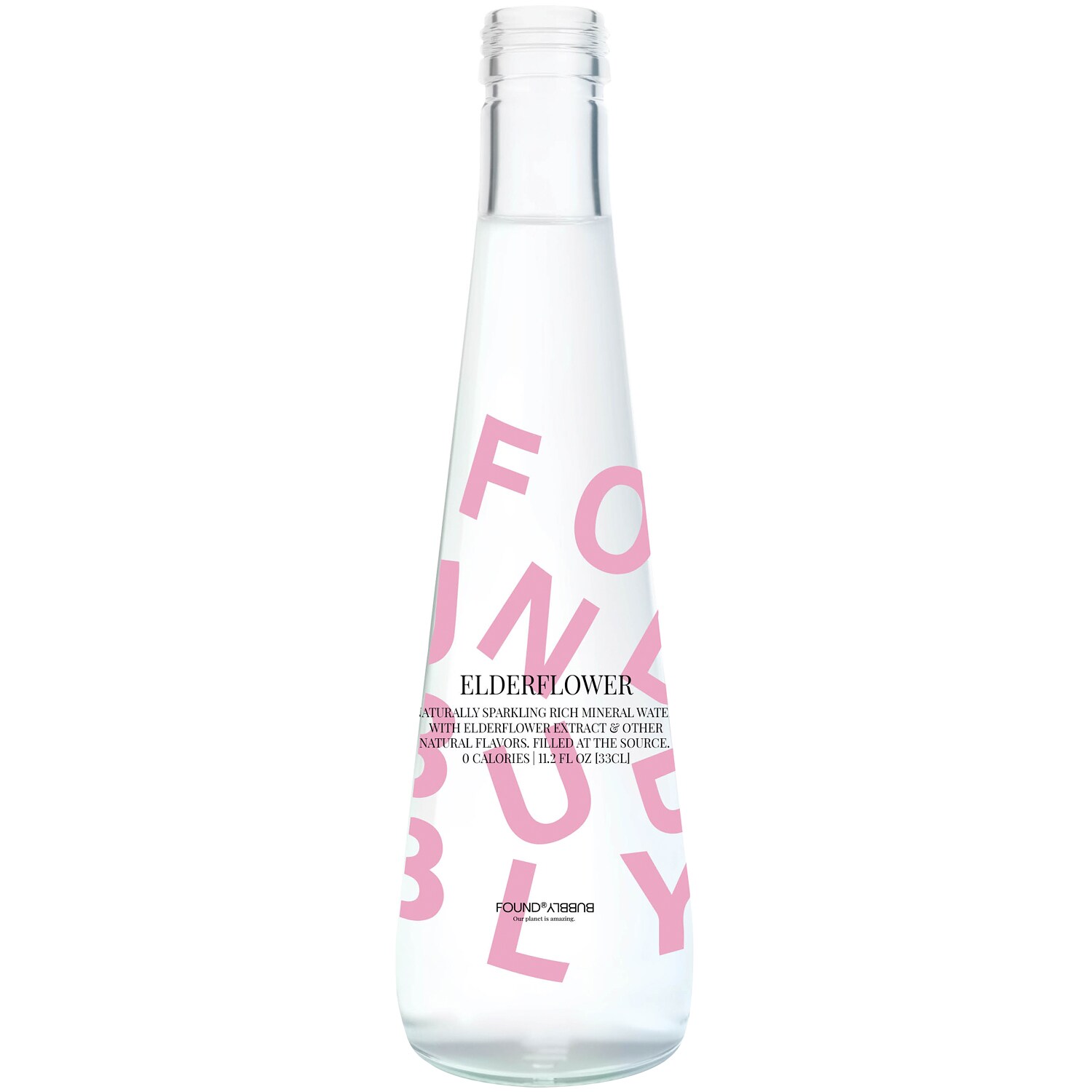 Found Bubbly Sparkling Mineral Water, Elderflower, Glass Bottle