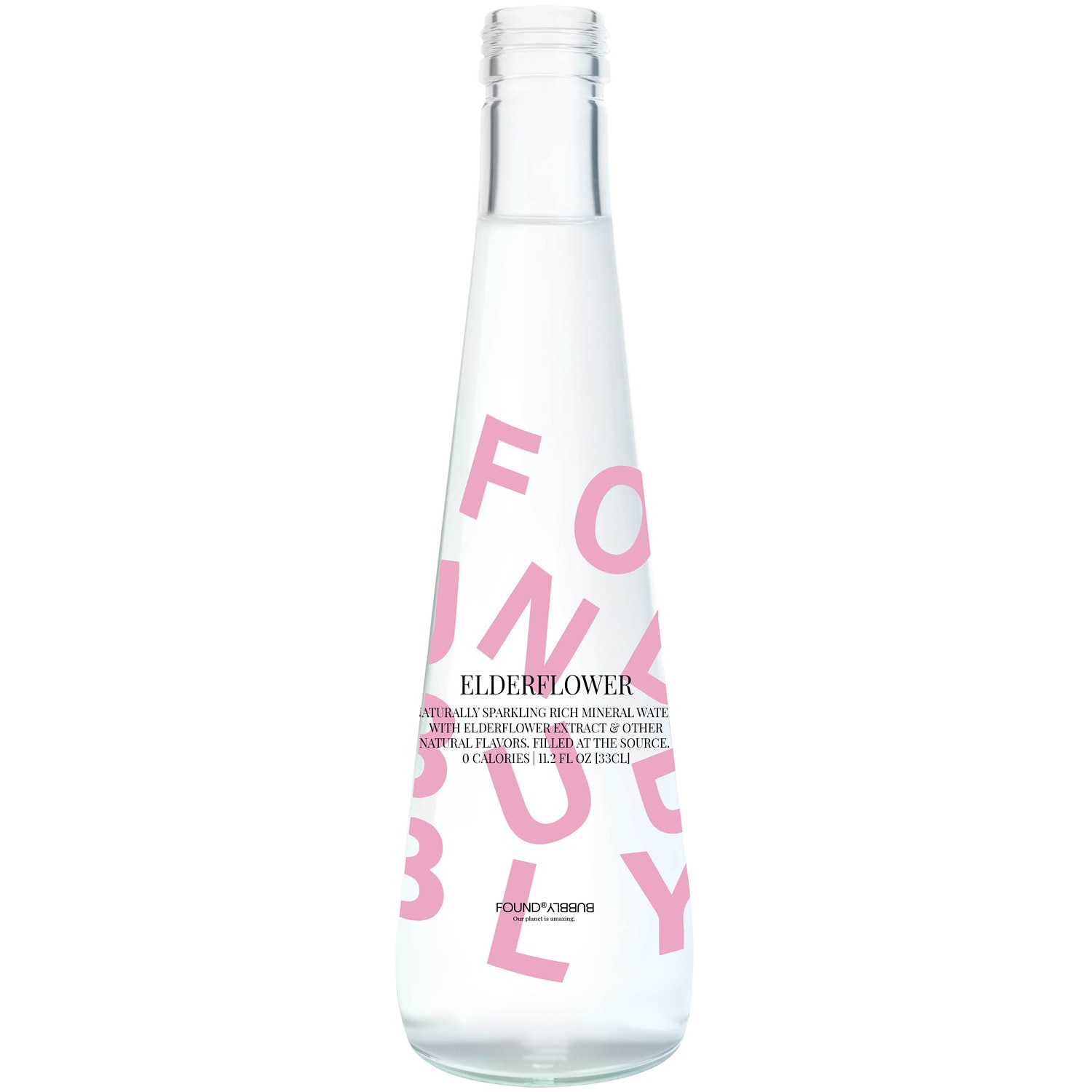 Found Bubbly Sparkling Mineral Water, Elderflower, Glass Bottle