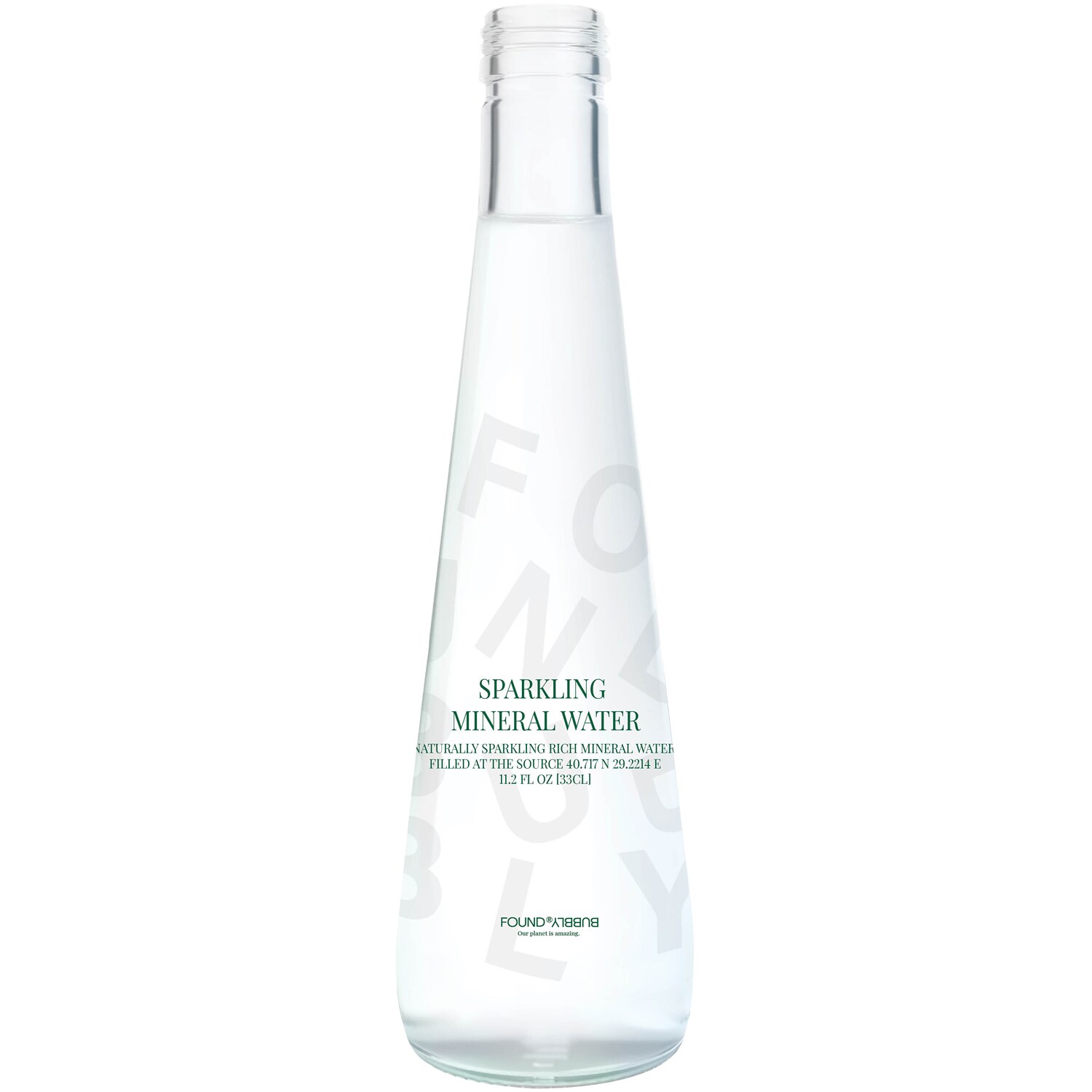 Found Bubbly Sparkling Mineral Water, Glass Bottle