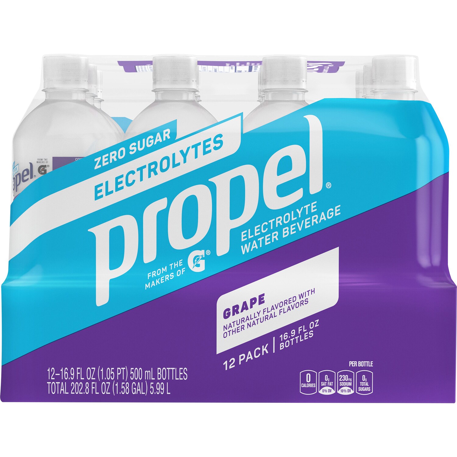 Propel Zero Sugar Vitamin Enhanced Water with Electrolytes, Grape, Plastic Bottles
