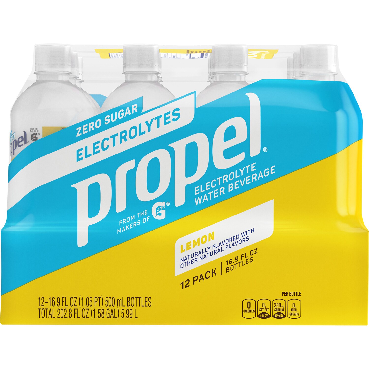 Propel Zero Sugar Vitamin Enhanced Water with Electrolytes, Lemon, Plastic Bottles