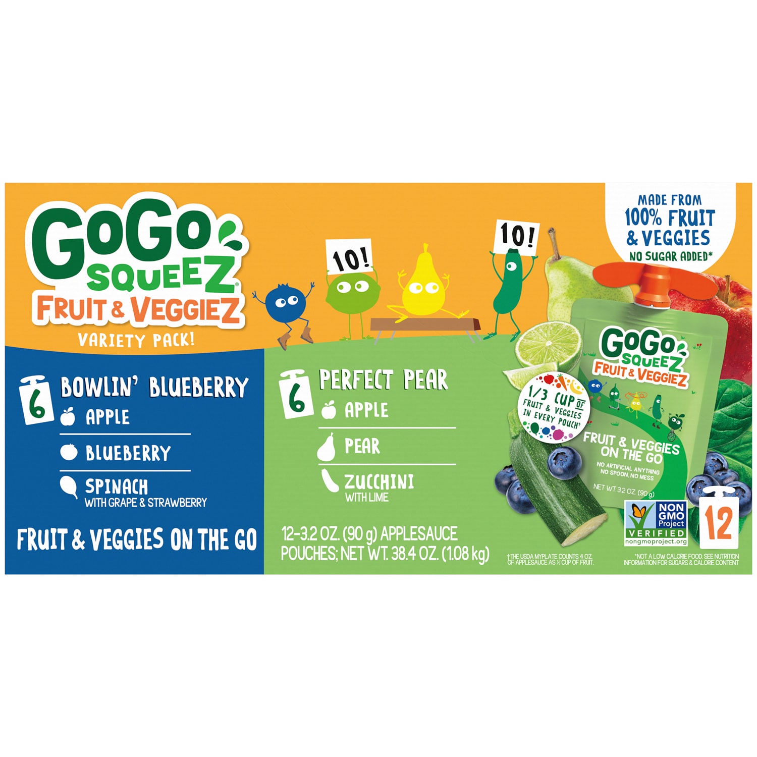 GoGo Squeez Fruit & Veggiez Applesauce On-the-Go, Variety Pack