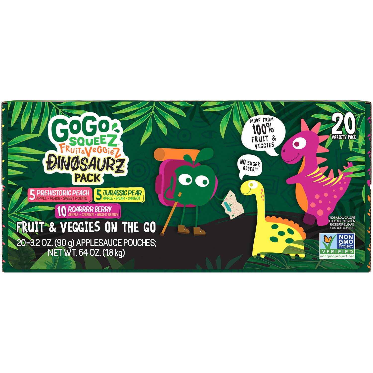 GoGo Squeez Fruit & Veggiez Dinosaurz Applesauce On-the-Go, Variety Pack