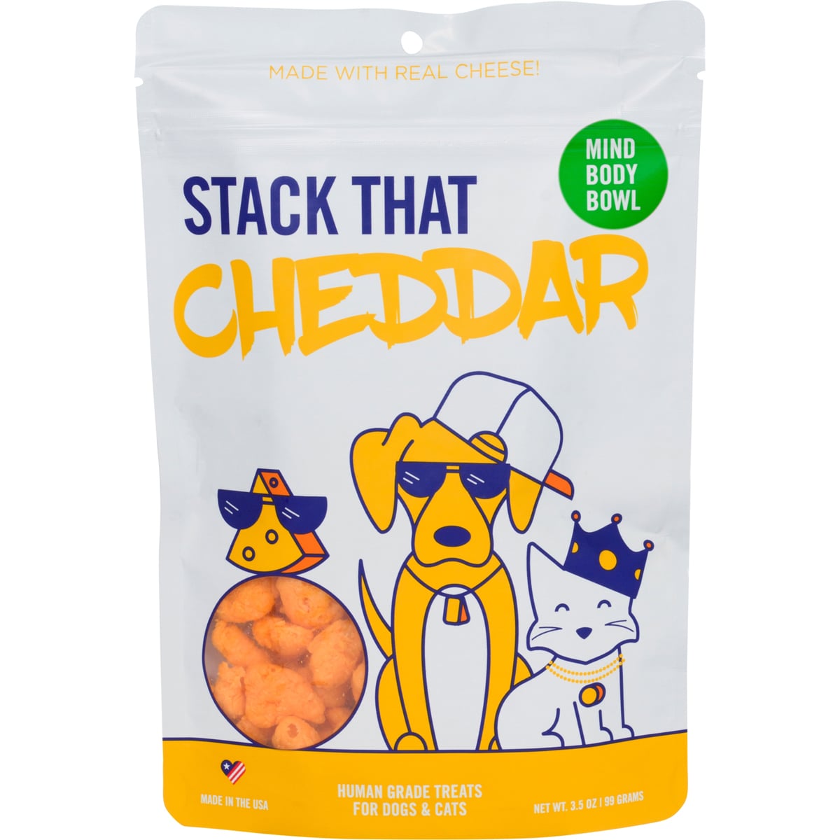Mind Body Bowl Stack That Cheddar Dog & Cat Treats