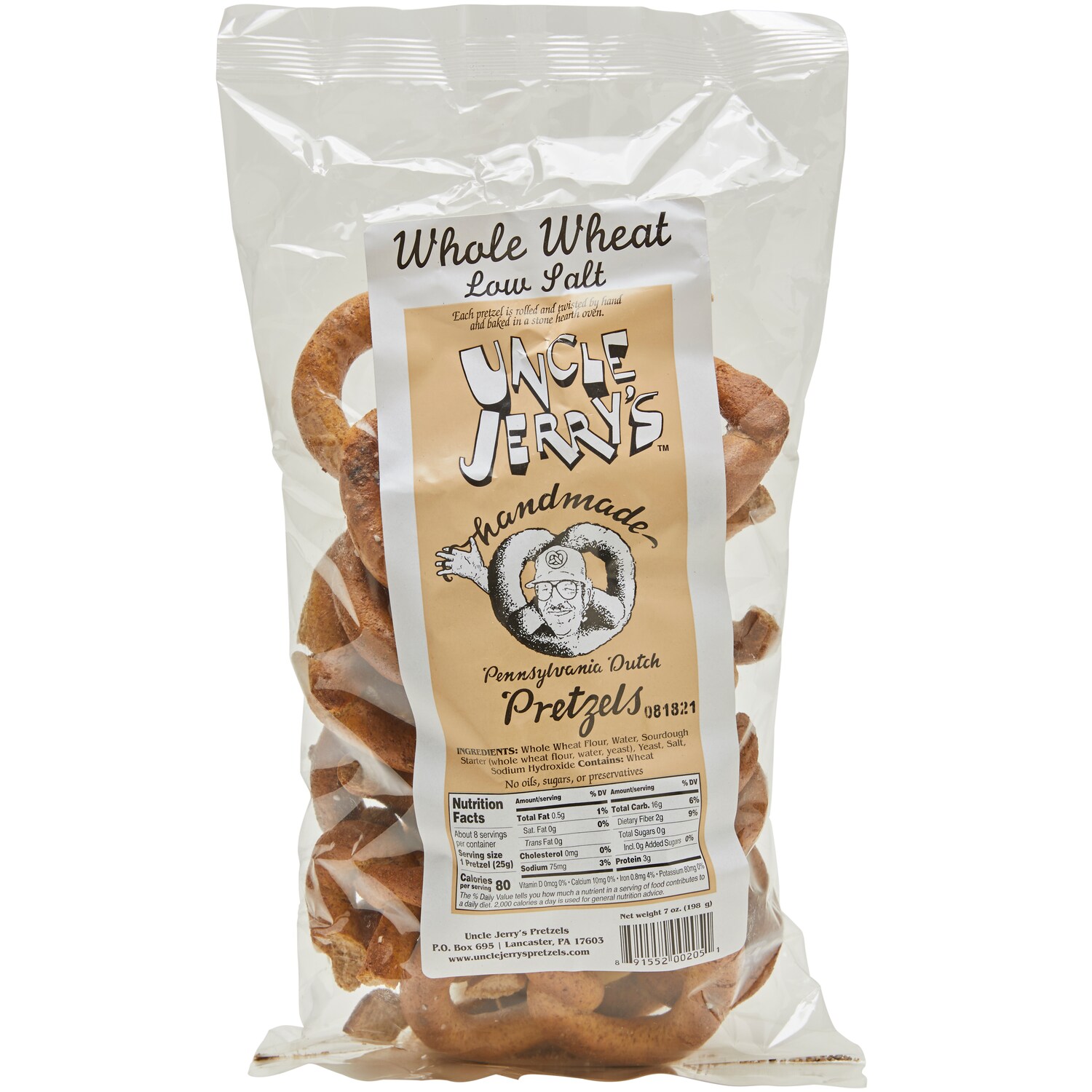 Uncle Jerry's Handmade Pretzels, Whole Wheat Low Salt