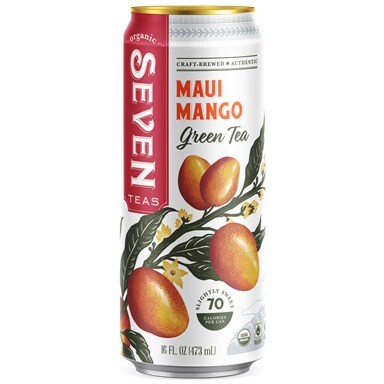 Seven Teas Organic Green Tea, Maui Mango, Can