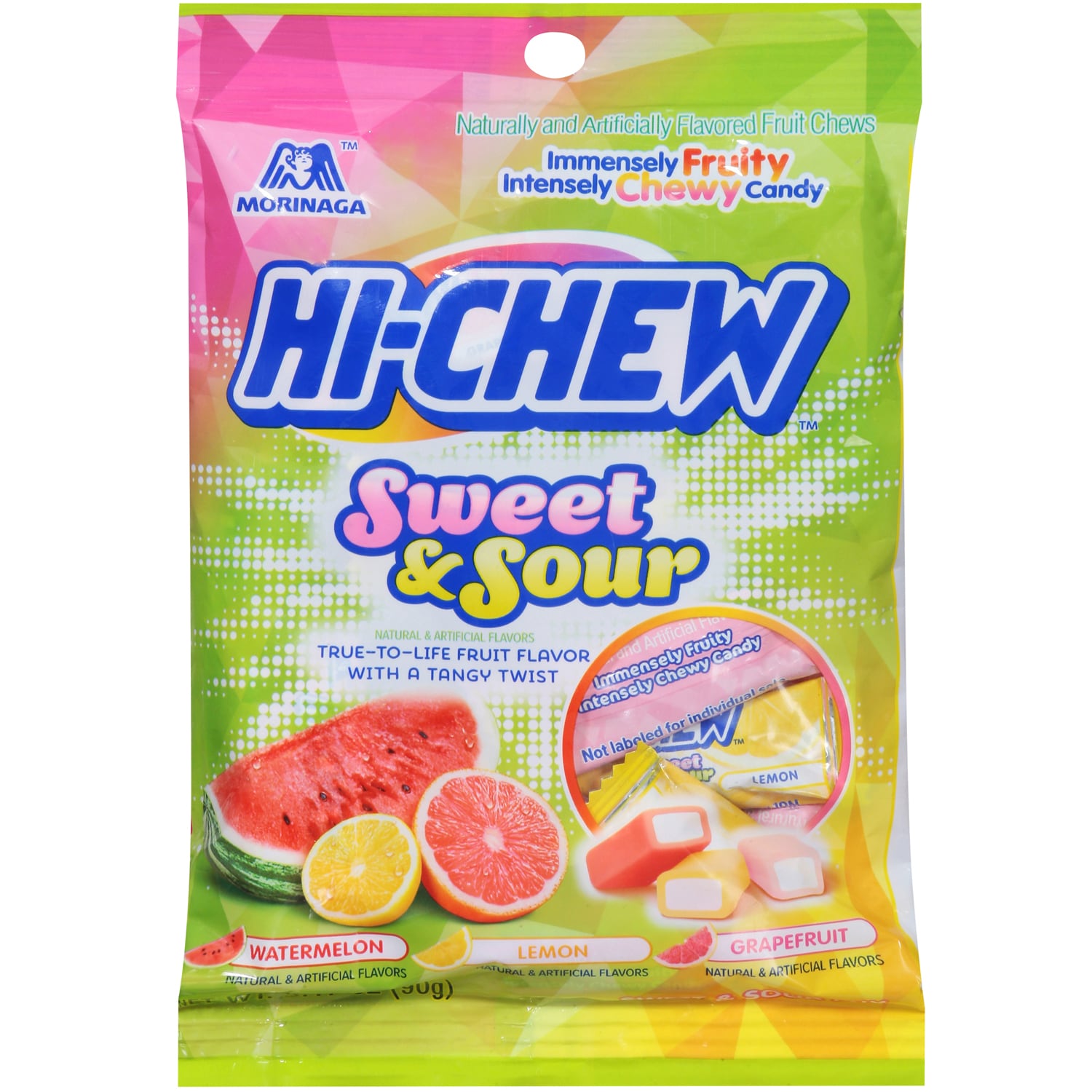 Hi-Chew Sweet & Sour Mix Fruit Chews, Watermelon, Lemon, Grapefruit