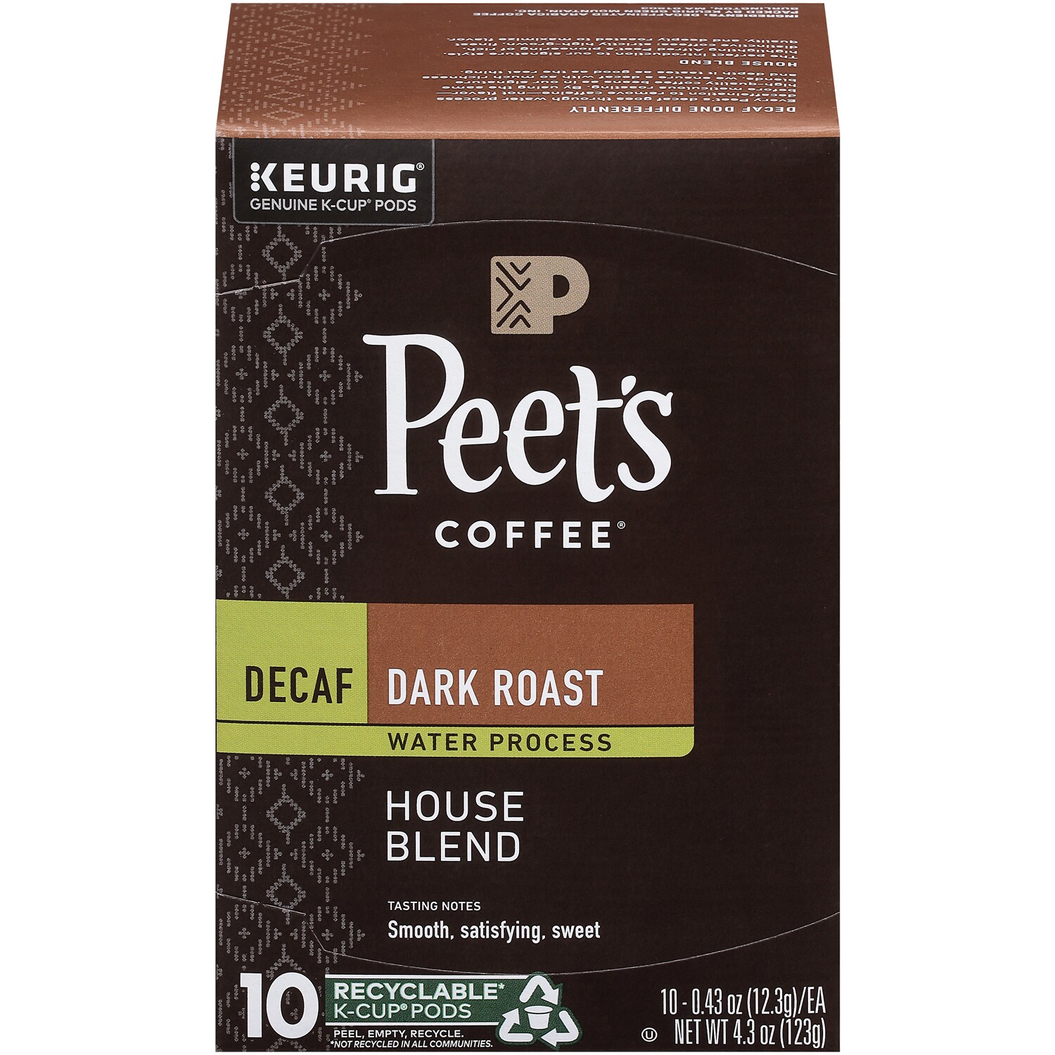 Peet's Coffee Decaf Dark Roast Coffee, House Blend, K-Cups