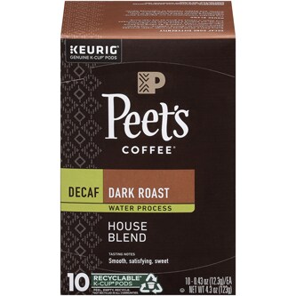 Peet's Coffee Decaf Dark Roast Coffee, House Blend, K-Cups