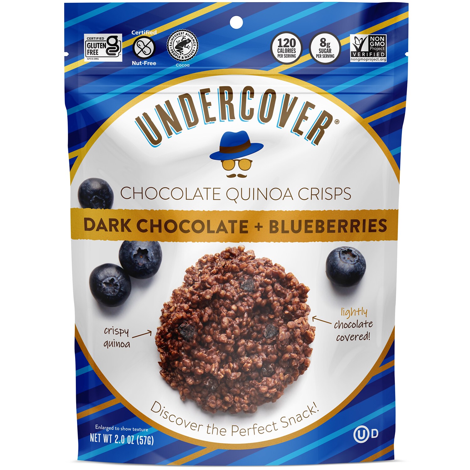 Undercover Chocolate Quinoa Crisps, Dark Chocolate + Blueberries