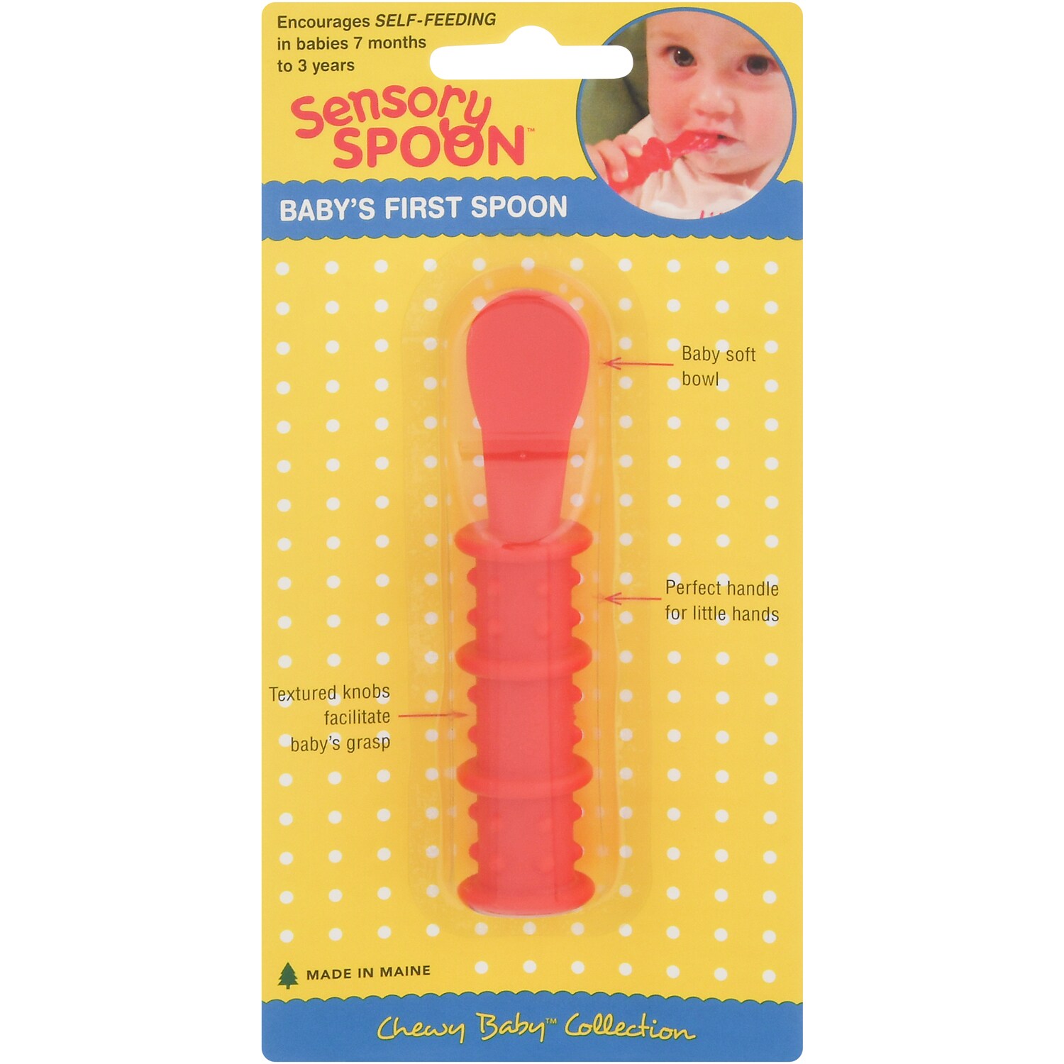 Chewy Tubes Red Sensory Baby's First Spoon