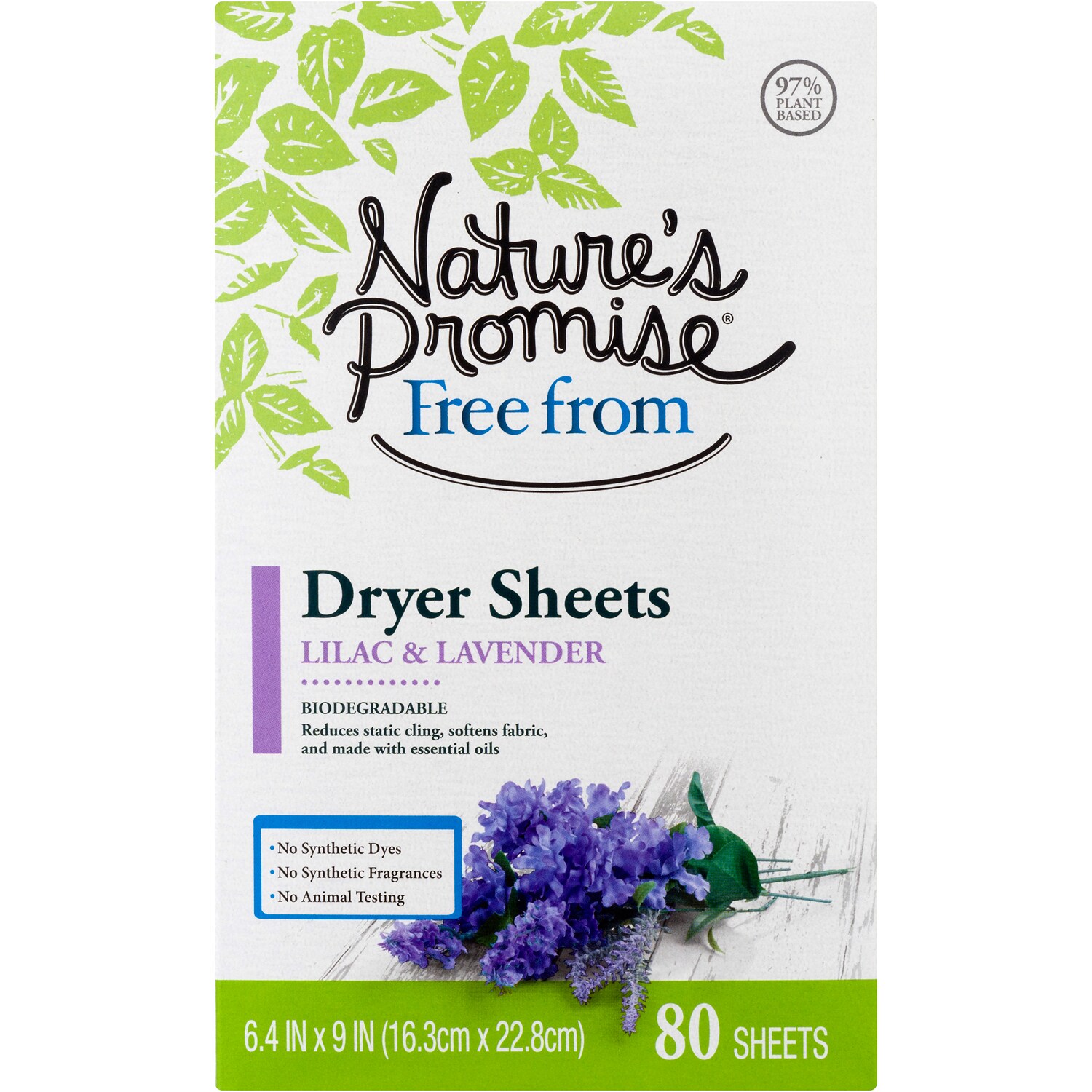 Nature's Promise Dryer Sheets, Lilac & Lavender 