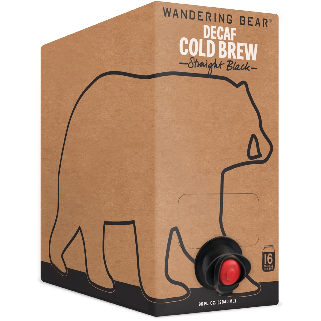 Wandering Bear Decaf Cold Brew Coffee, Straight Black, Carton