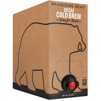 Wandering Bear Decaf Cold Brew Coffee, Straight Black, Carton