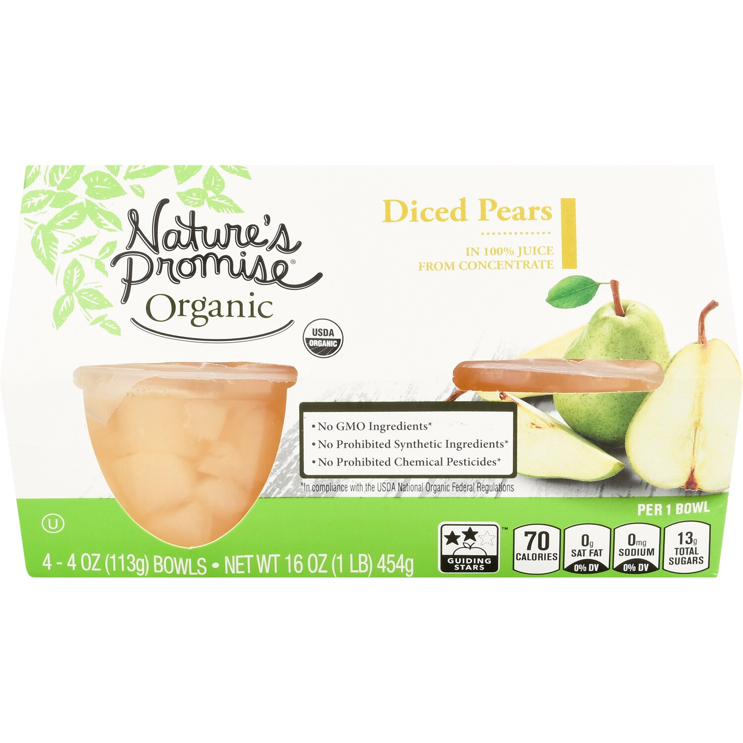 Nature's Promise Organic Fruit Bowls, Diced Pears