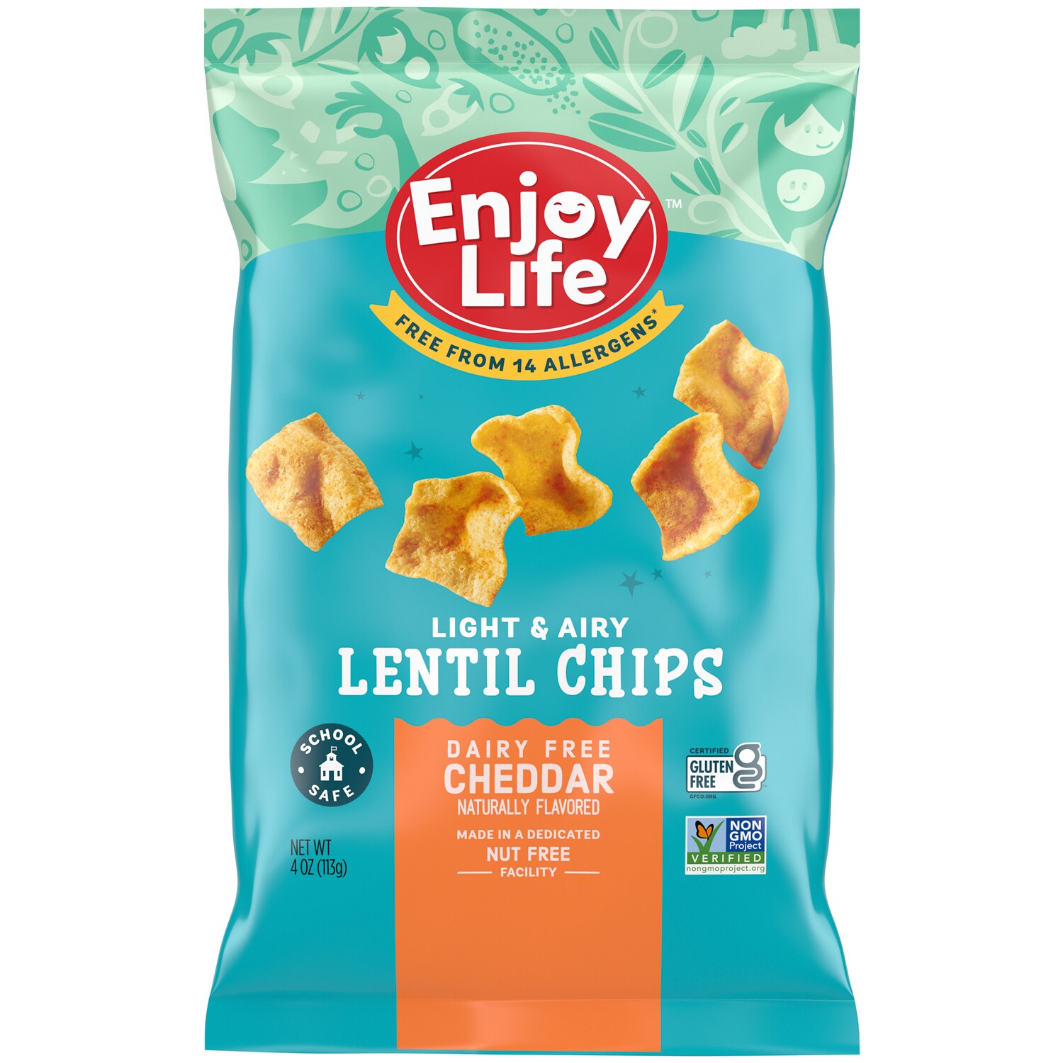 Enjoy Life Light & Airy Lentil Chips, Dairy Free Cheddar