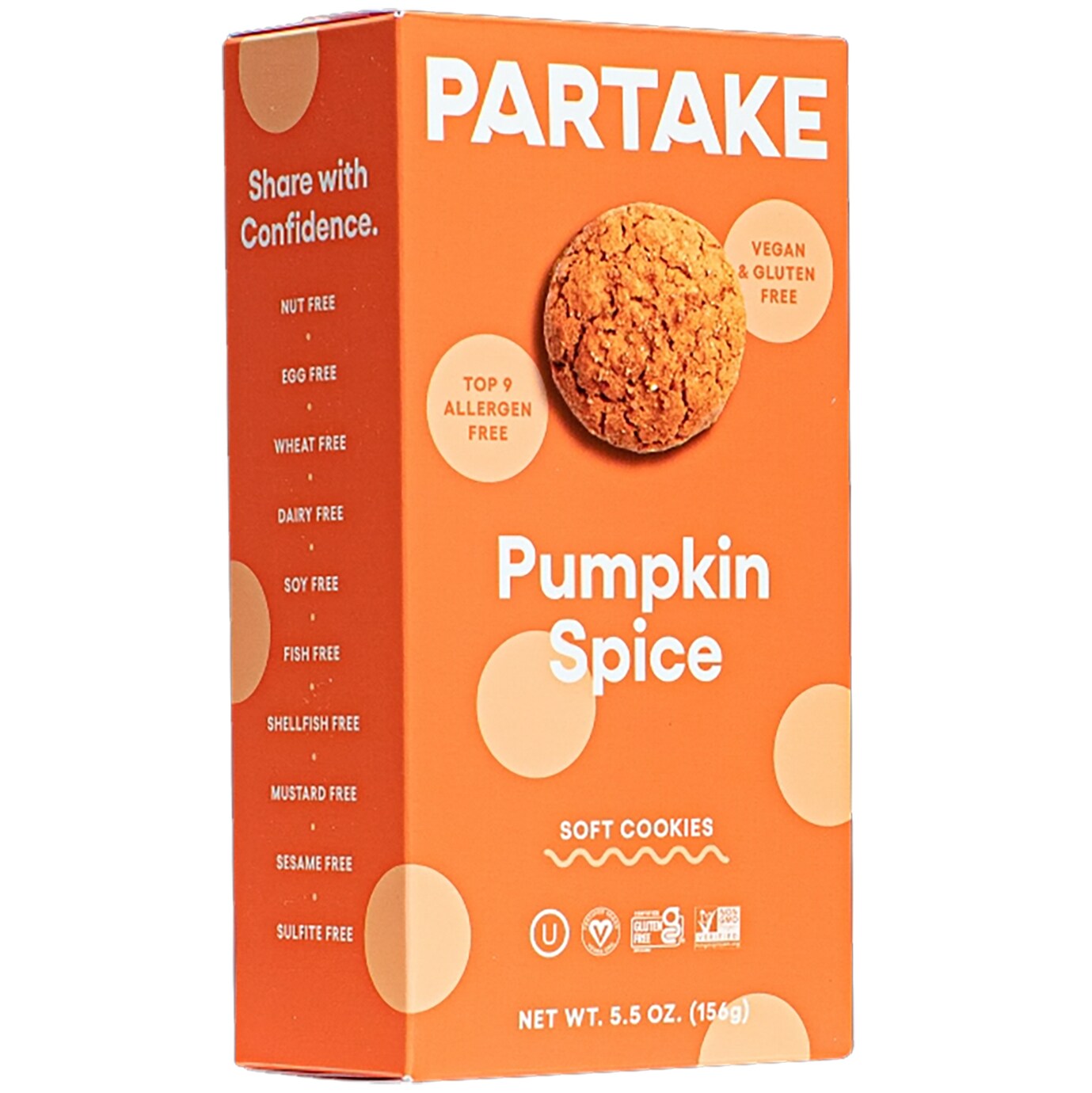 Partake Vegan & Gluten Free Soft Baked Cookies, Pumpkin Spice