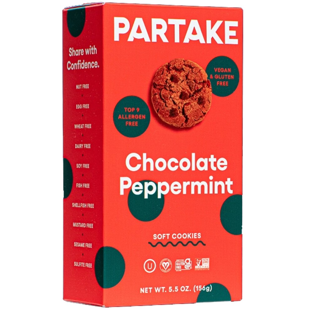 Partake Vegan & Gluten Free Soft Baked Cookies, Chocolate Peppermint