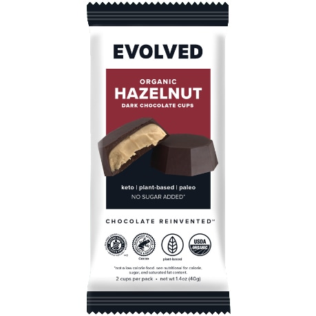 Evolved Organic Dark Chocolate Cups, Hazelnut