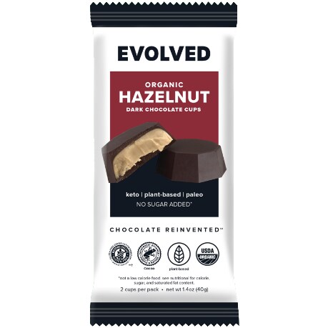 Evolved Organic Dark Chocolate Cups, Hazelnut