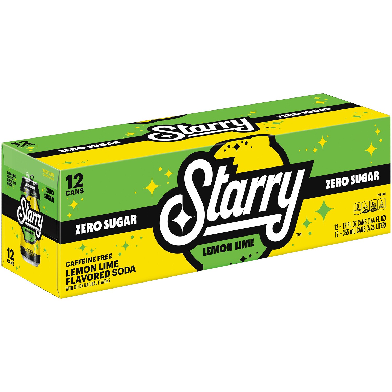 Starry Zero Sugar Lemon Lime Soda, Cans