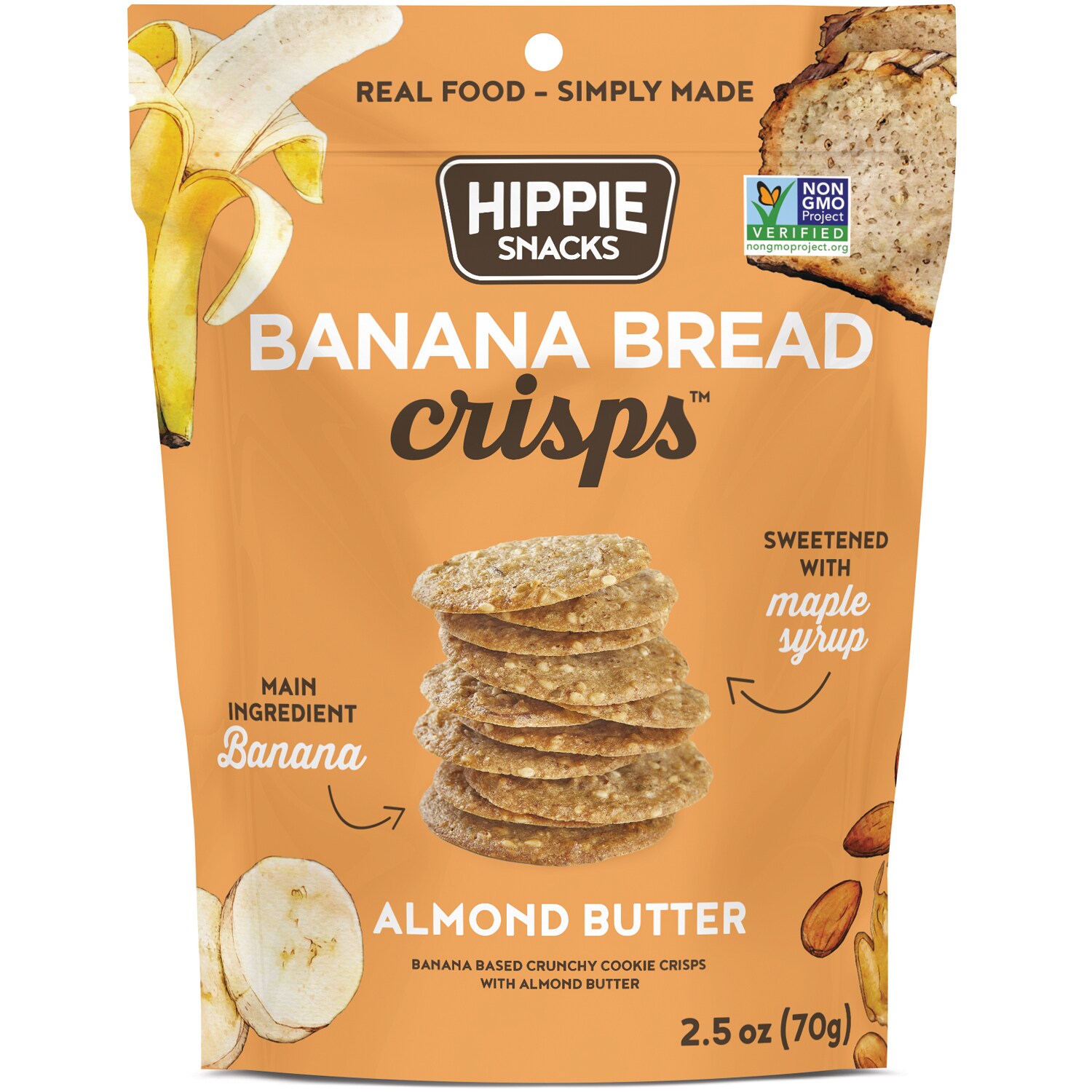 Hippie Snacks Banana Bread Crisps, Almond Butter